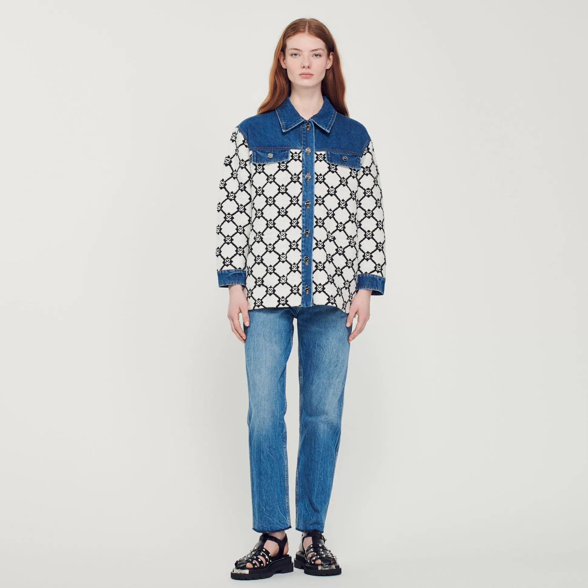 Discount Cardigan-Cappotto In Maglia E Denim Donna Cardigans Cappotti