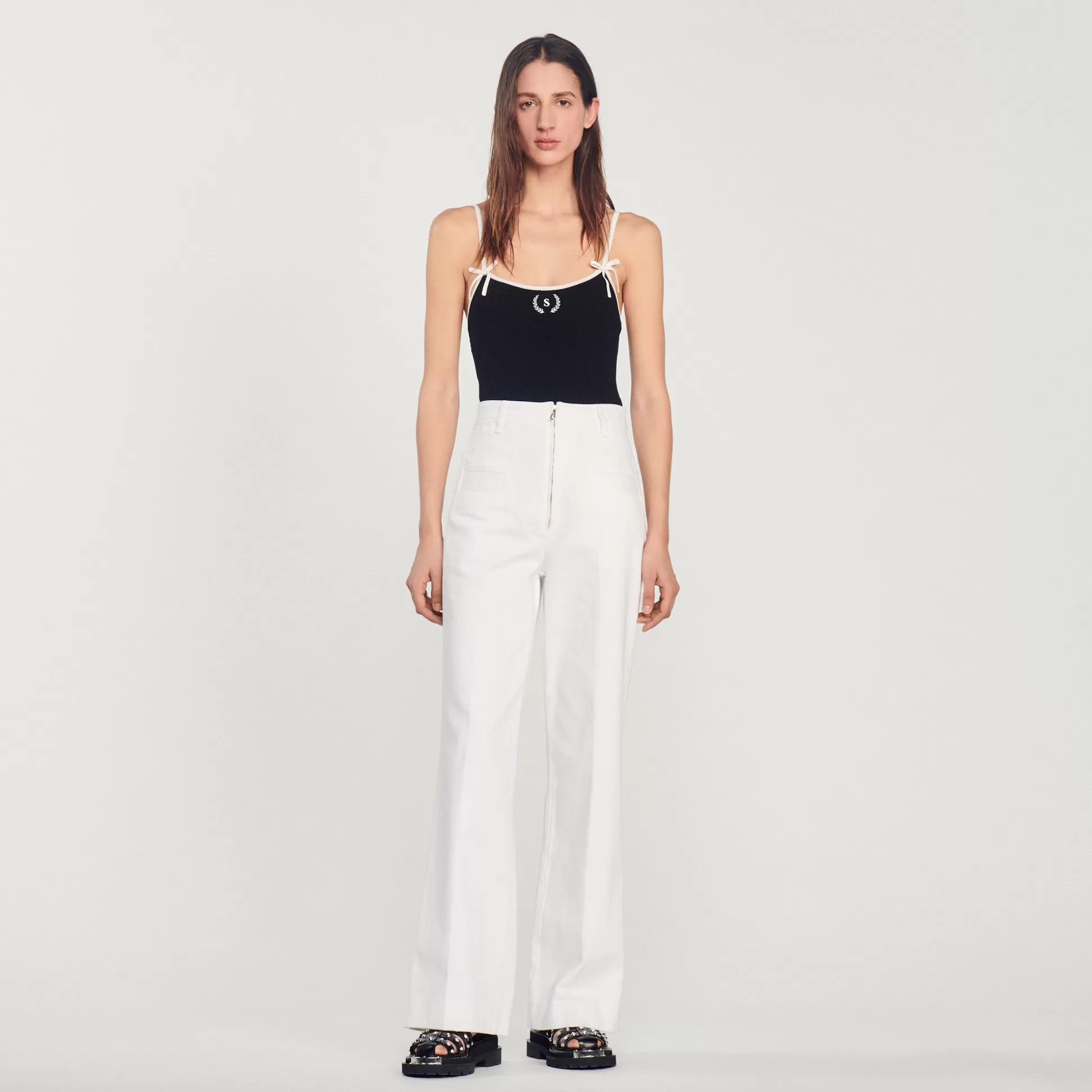 Sale Pantaloni Larghi In Tela Donna Jeans